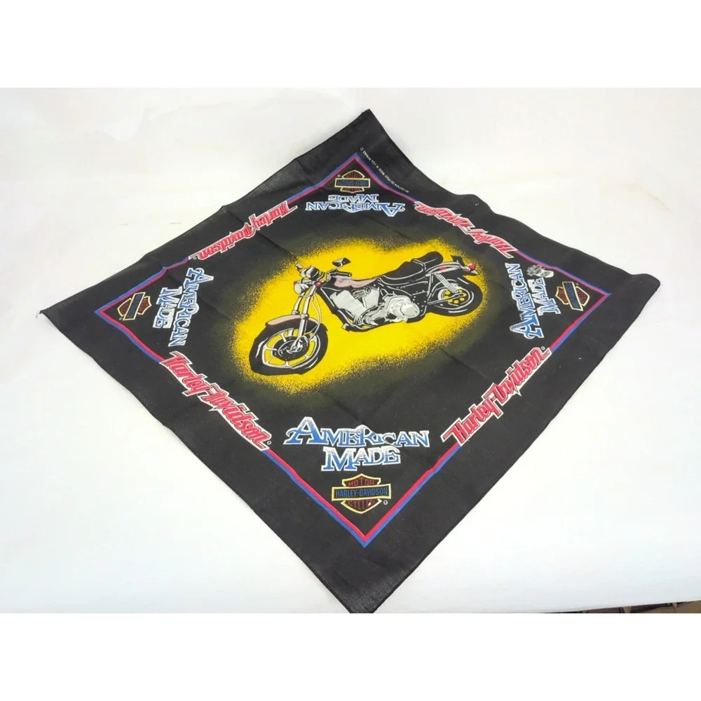Vintage Harley Davidson Black Bandana Motorcycle Bike USA Made 21